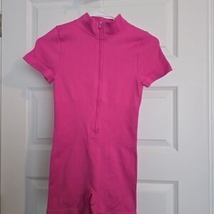 OQQ Pink Short Sleeve Jumpsuit